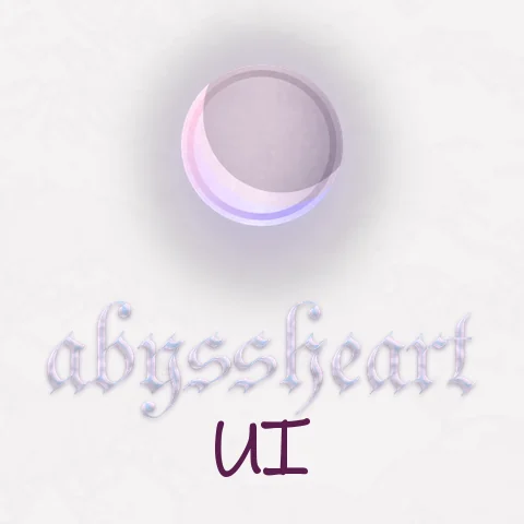 The Abyssheart UI logo: the moon, the abyssheart wordmark and UI on paper